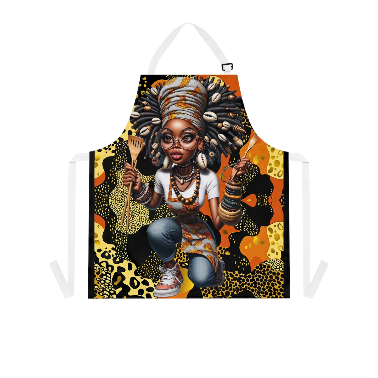 Afrocentric Apron - Bold Graphic Kitchen Cooking Wear, African Inspired Chef Apron, Ethnic Cooking Apron, Black History Month Gift, Cultural