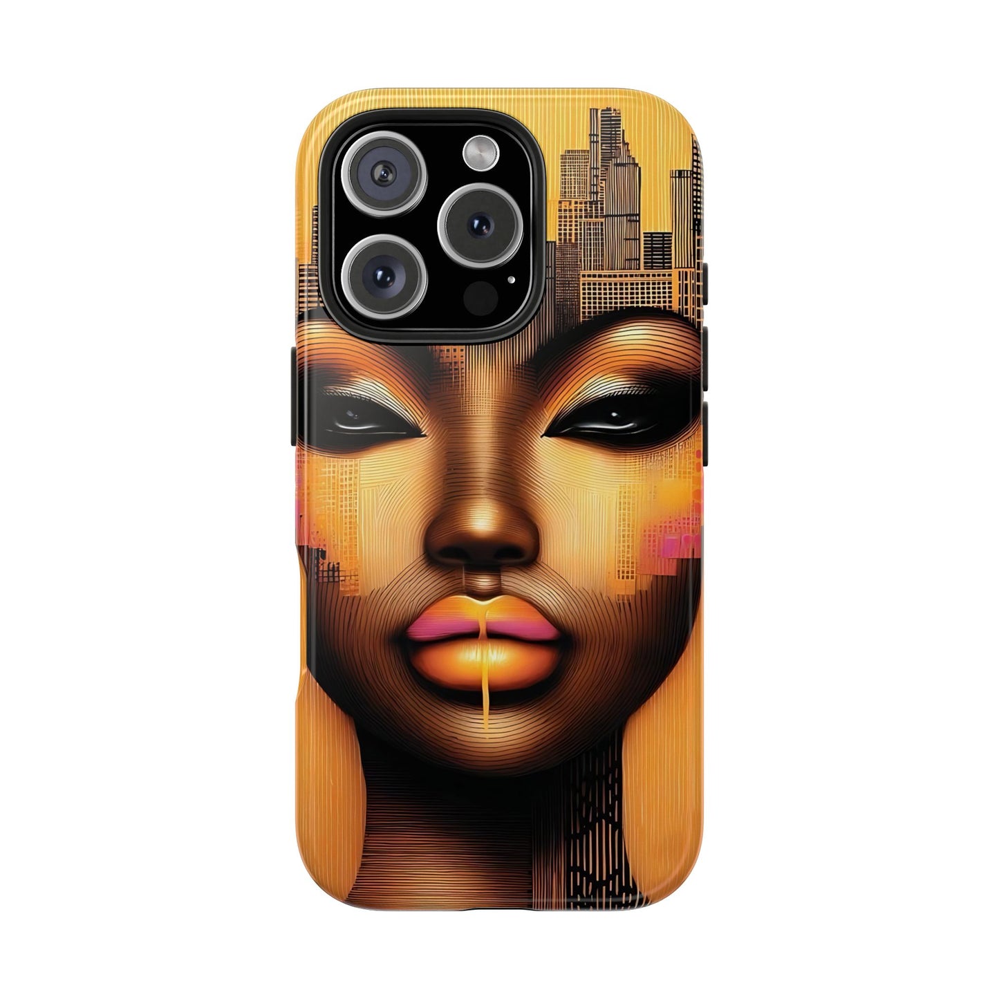 Afrocentric Tough Phone Case, City Girl On The Move Unique Design, Urban Street Style, Protective Cellphone Cover, Trendy Mobile Accessory