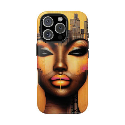 Afrocentric Tough Phone Case, City Girl On The Move Unique Design, Urban Street Style, Protective Cellphone Cover, Trendy Mobile Accessory