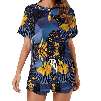 Women's Abstract Cooling Short Sleeve Loungewear Set UTZ (All-Over Printing)