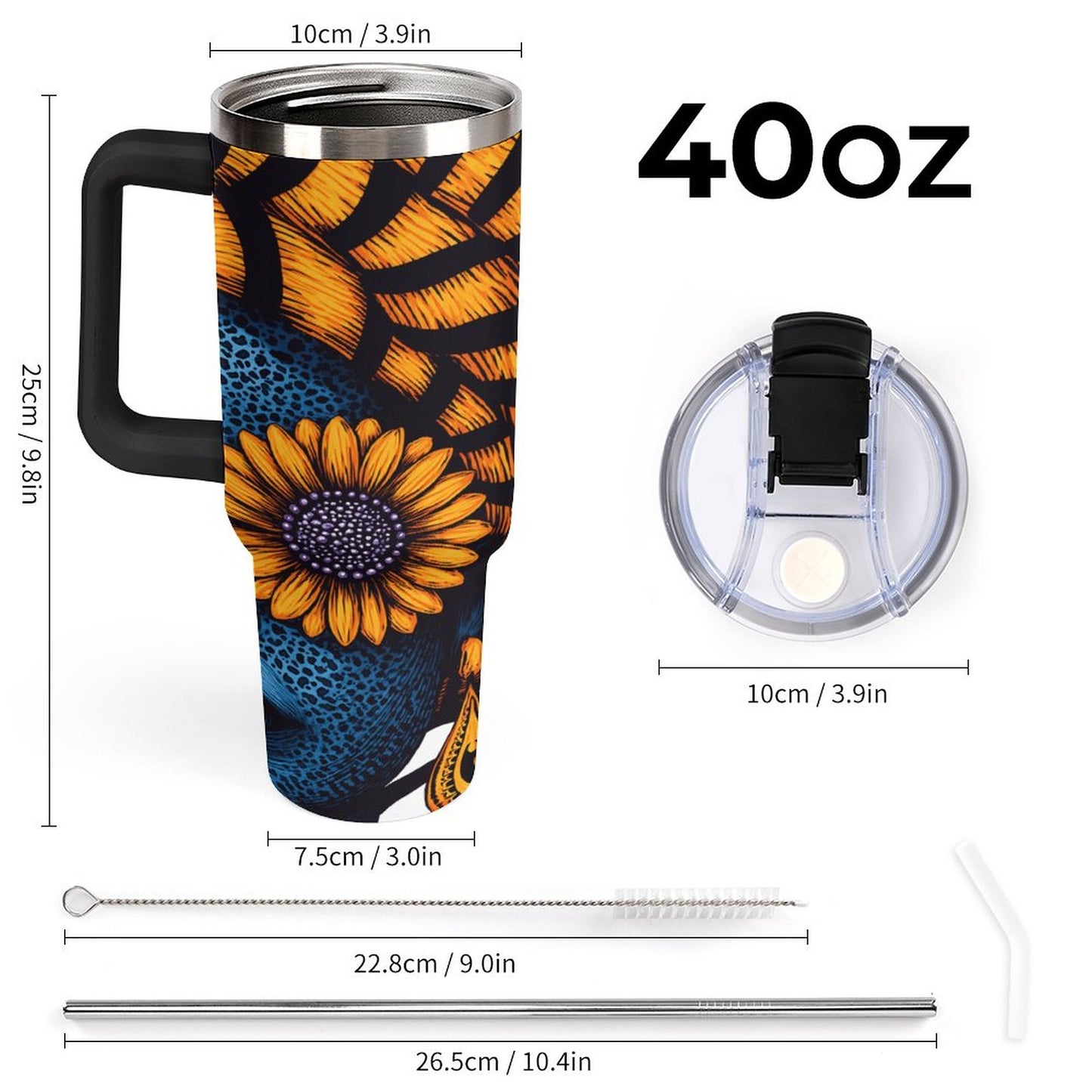 Afrocentric 40oz Insulated Tumbler with Handle and Straw