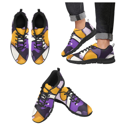 Purple and Gold Geometric Pattern Mens Breathable Sneakers Men's Breathable Running Shoes (Model 055)