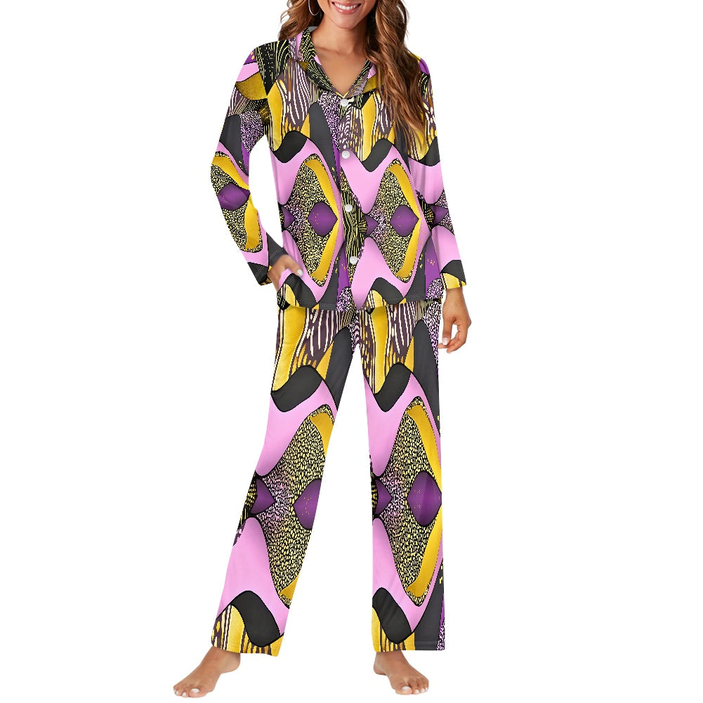 Turn down neck pajamas set for woman
