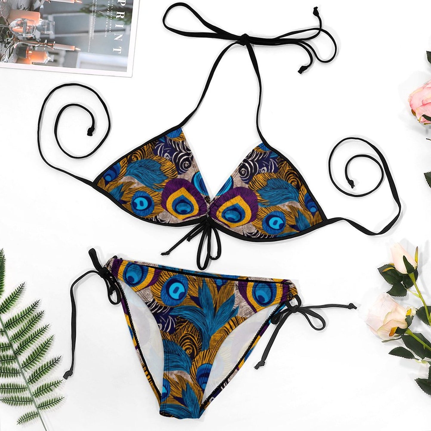 Plus Size Halter Tie Front Bikini Set BK2059 (All-Over Printing)