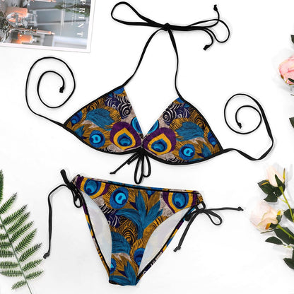 Plus Size Halter Tie Front Bikini Set BK2059 (All-Over Printing)