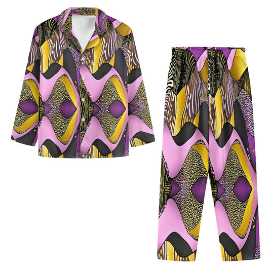 Turn down neck pajamas set for woman