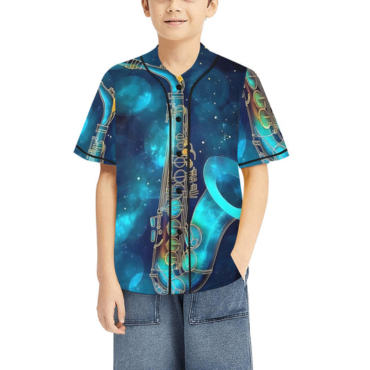 Saxophone Kids AOP Baseball Jersey All Over Print Baseball Jersey for Kids (Model T50)