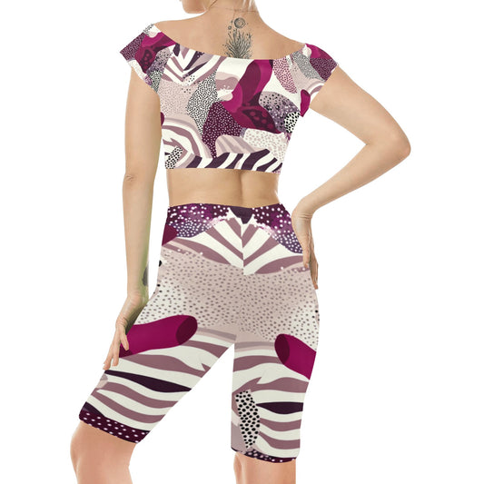 Burgundy Camo Women's Yoga Set Women's Crop Top Yoga Set