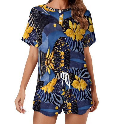 Women's Abstract Cooling Short Sleeve Loungewear Set UTZ (All-Over Printing)