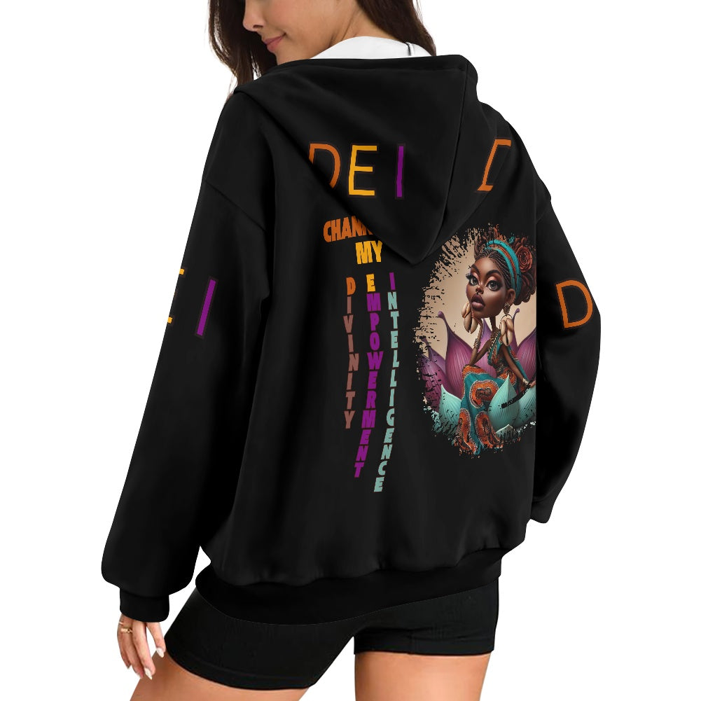 DEI Ladies Loose Zipper Sweatshirt
