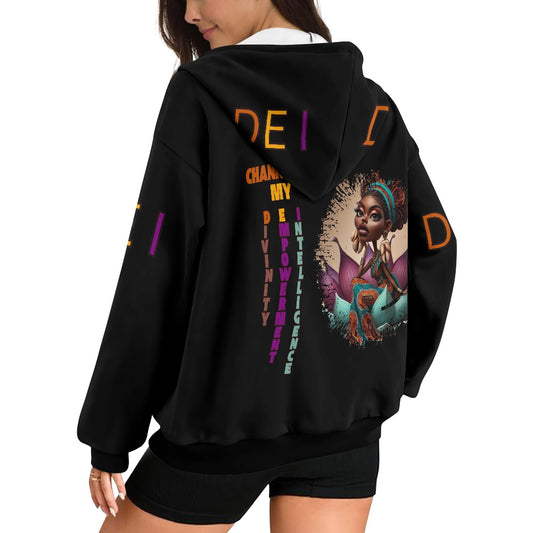DEI Ladies Loose Zipper Sweatshirt