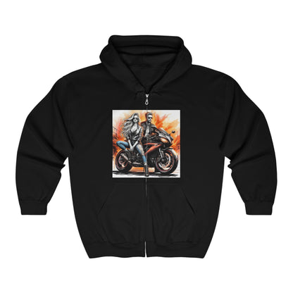 Born To Ride Unisex Heavy Blend™ Full Zip Hooded Sweatshirt #13MU