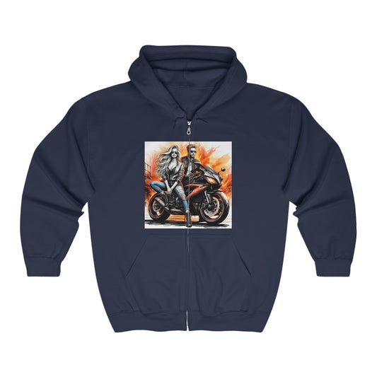 Born To Ride Unisex Heavy Blend™ Full Zip Hooded Sweatshirt #13MU