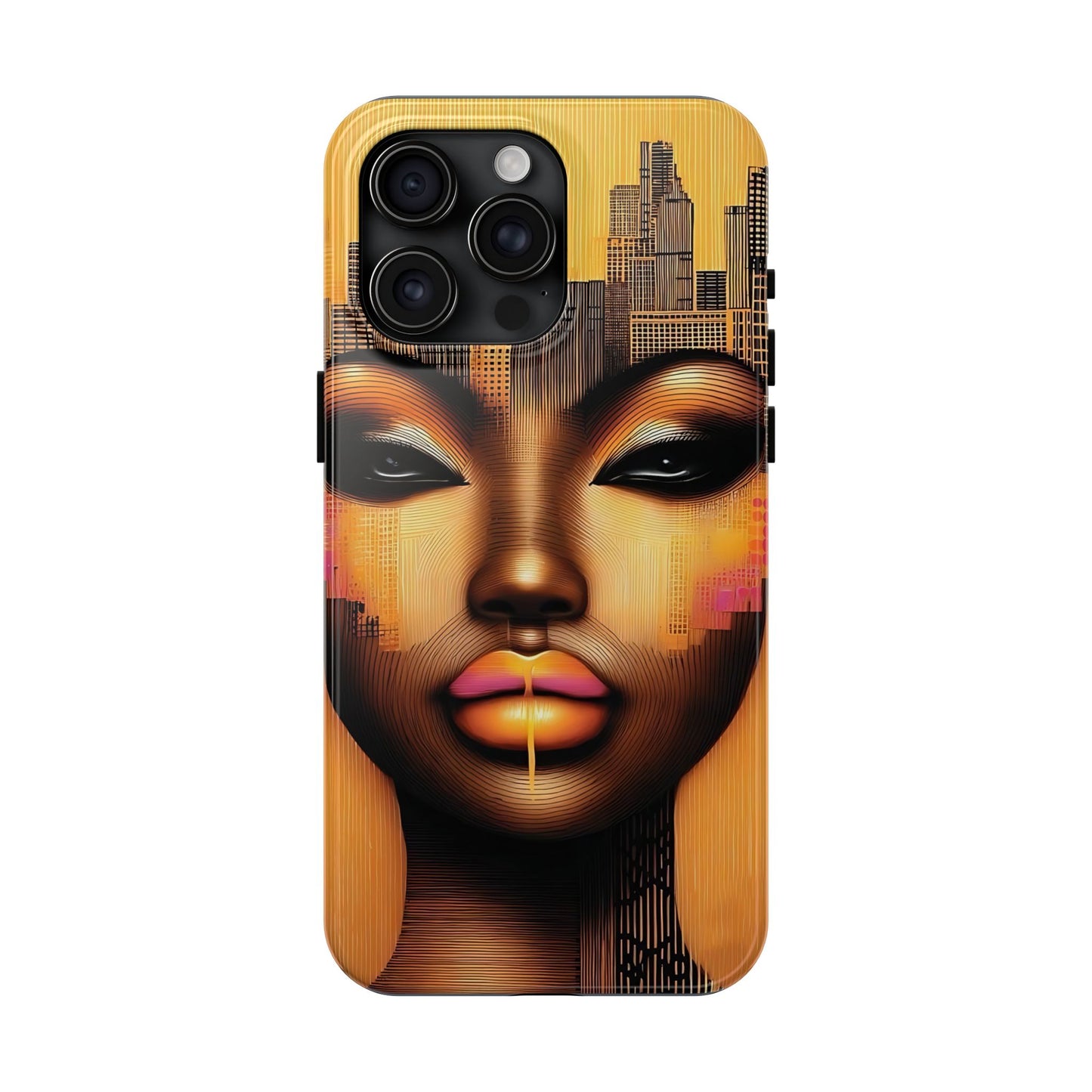 Afrocentric Tough Phone Case, City Girl On The Move Unique Design, Urban Street Style, Protective Cellphone Cover, Trendy Mobile Accessory