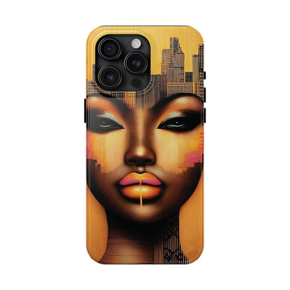 Afrocentric Tough Phone Case, City Girl On The Move Unique Design, Urban Street Style, Protective Cellphone Cover, Trendy Mobile Accessory