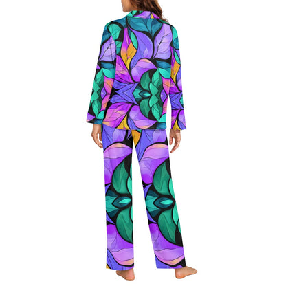 Turn down neck pajamas set for woman
