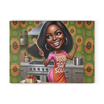 Soulful Bites and Kitchen Delights Glass Cutting Board #SBKD1