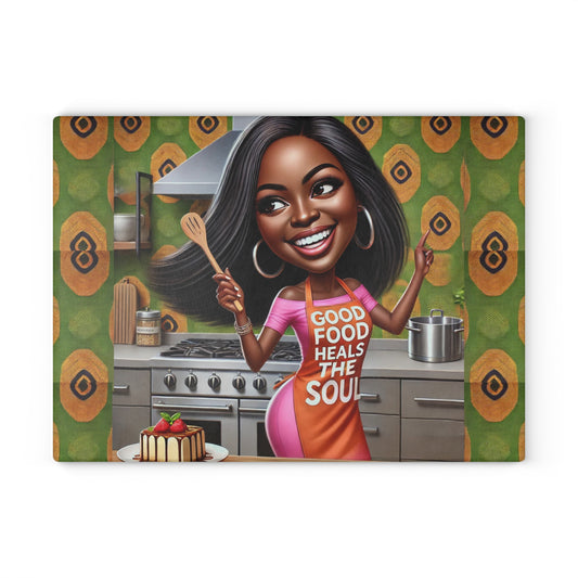 Soulful Bites and Kitchen Delights Glass Cutting Board #SBKD1