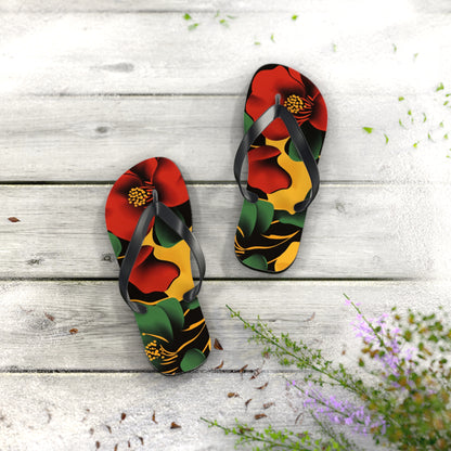 Tropical Floral Flip Flops | Beach Sandals for Summer Vibes Vacation Footwear Gift for Her Pool Party Shoes Comfortable Beachwear