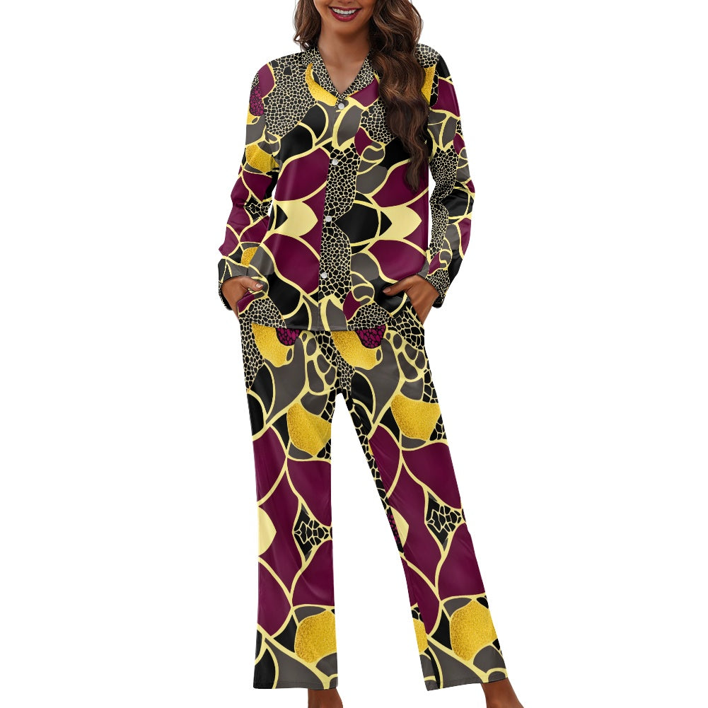 Turn down neck pajamas set for woman