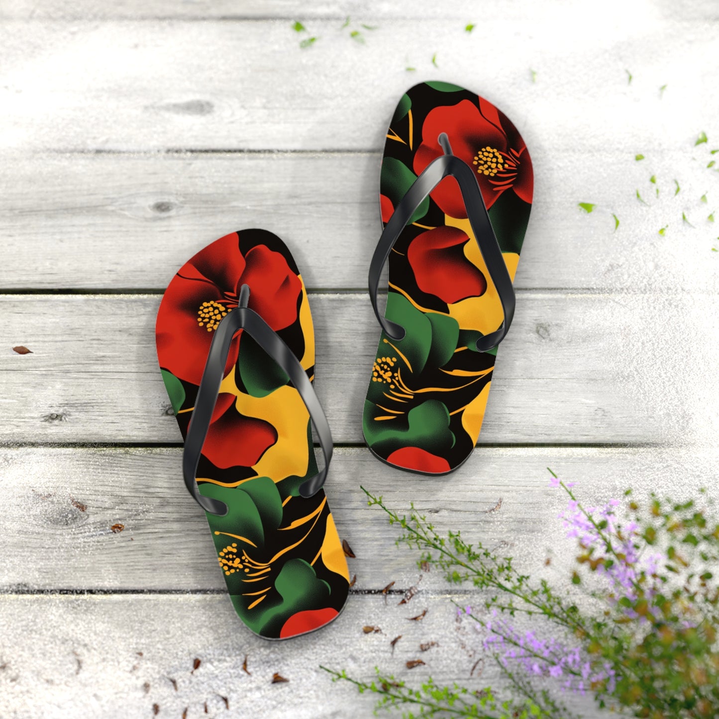 Tropical Floral Flip Flops | Beach Sandals for Summer Vibes Vacation Footwear Gift for Her Pool Party Shoes Comfortable Beachwear