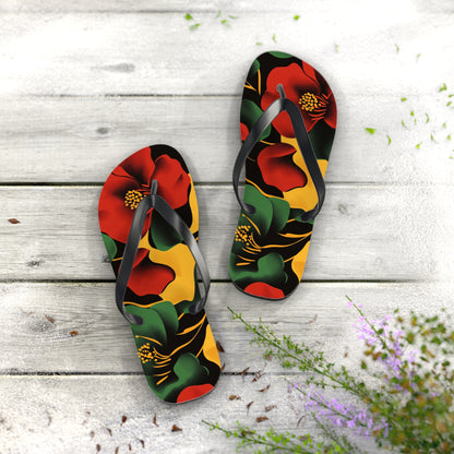 Tropical Floral Flip Flops | Beach Sandals for Summer Vibes Vacation Footwear Gift for Her Pool Party Shoes Comfortable Beachwear