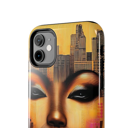 Afrocentric Tough Phone Case, City Girl On The Move Unique Design, Urban Street Style, Protective Cellphone Cover, Trendy Mobile Accessory