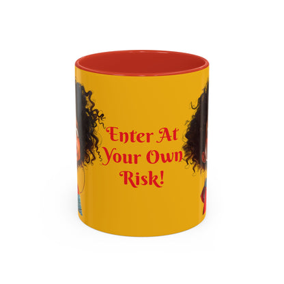 Enter At Your Own Risk Accent Coffee Mug (11, 15oz) #EYOR2