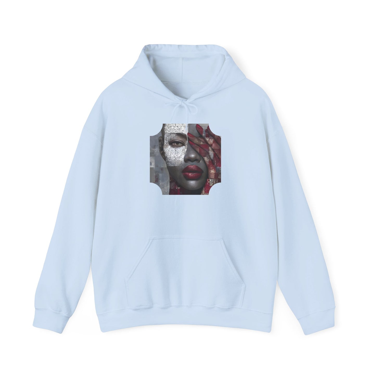 Do You See What I See? Afrocentric Abstract Puzzle Piece Unisex Hoodie Sweatshirt, Woman Print Face Hand Art, Hooded, Black