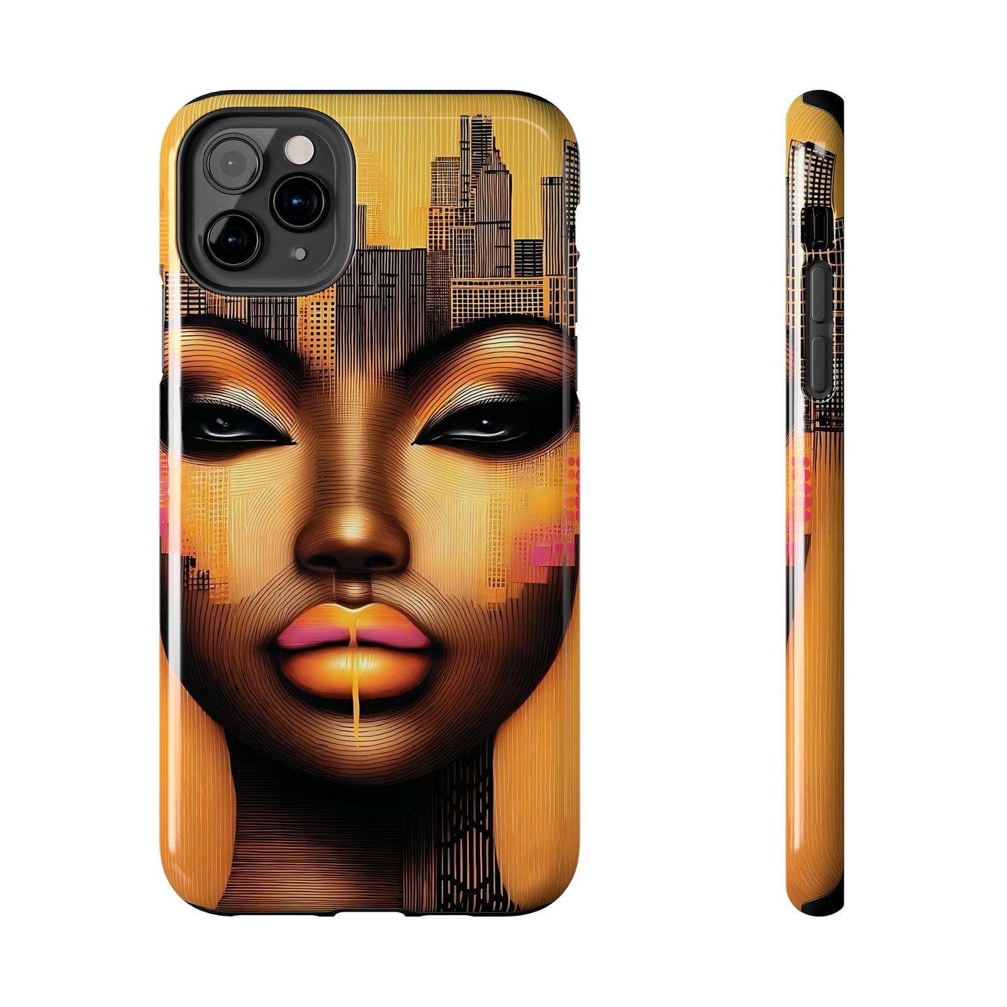 Afrocentric Tough Phone Case, City Girl On The Move Unique Design, Urban Street Style, Protective Cellphone Cover, Trendy Mobile Accessory