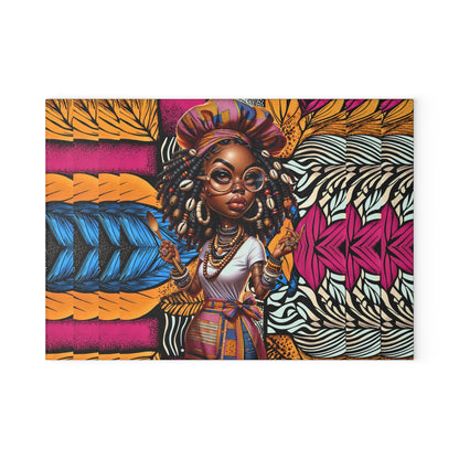 Glass Cutting Board, Afrocentric Kitchen Decor, Ankara Pattern Glass Board, Ethnic Design Cheese Board, Unique Housewarming Gift