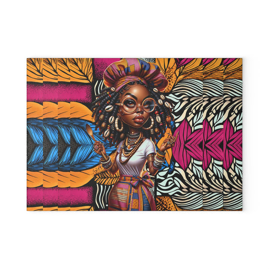 Glass Cutting Board, Afrocentric Kitchen Decor, Ankara Pattern Glass Board, Ethnic Design Cheese Board, Unique Housewarming Gift