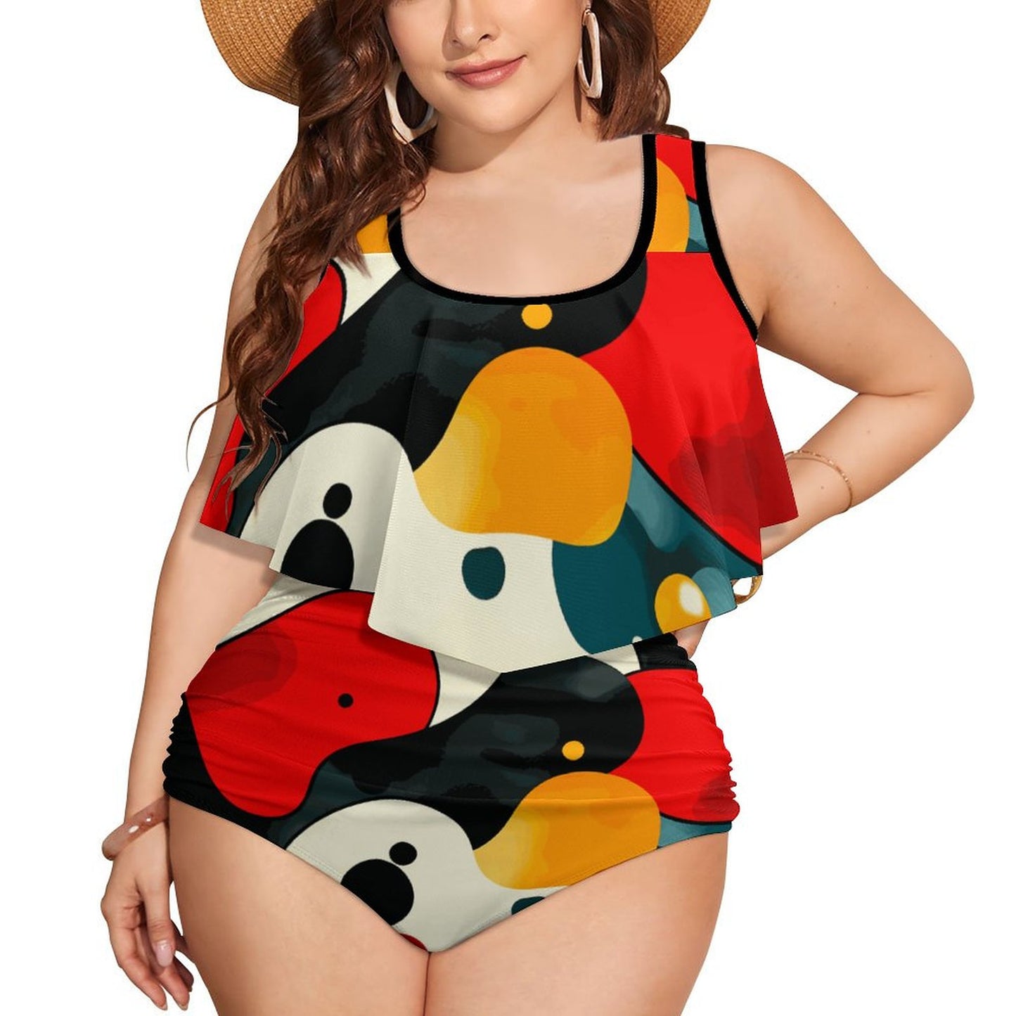 Plus Size Women's Two piece Swimsuit with Tankini FT5095 (All-Over Printing)