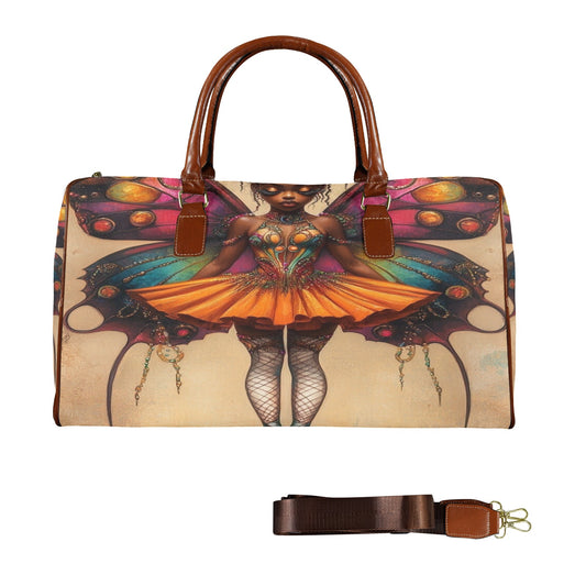 AfroCentric Butterfly Winged Ballerinas Large Capacity Travel Bag-Large (Brown Short Patch) (1737) Large Capacity Travel Bag-Large (Brown Short Patch) (1737)