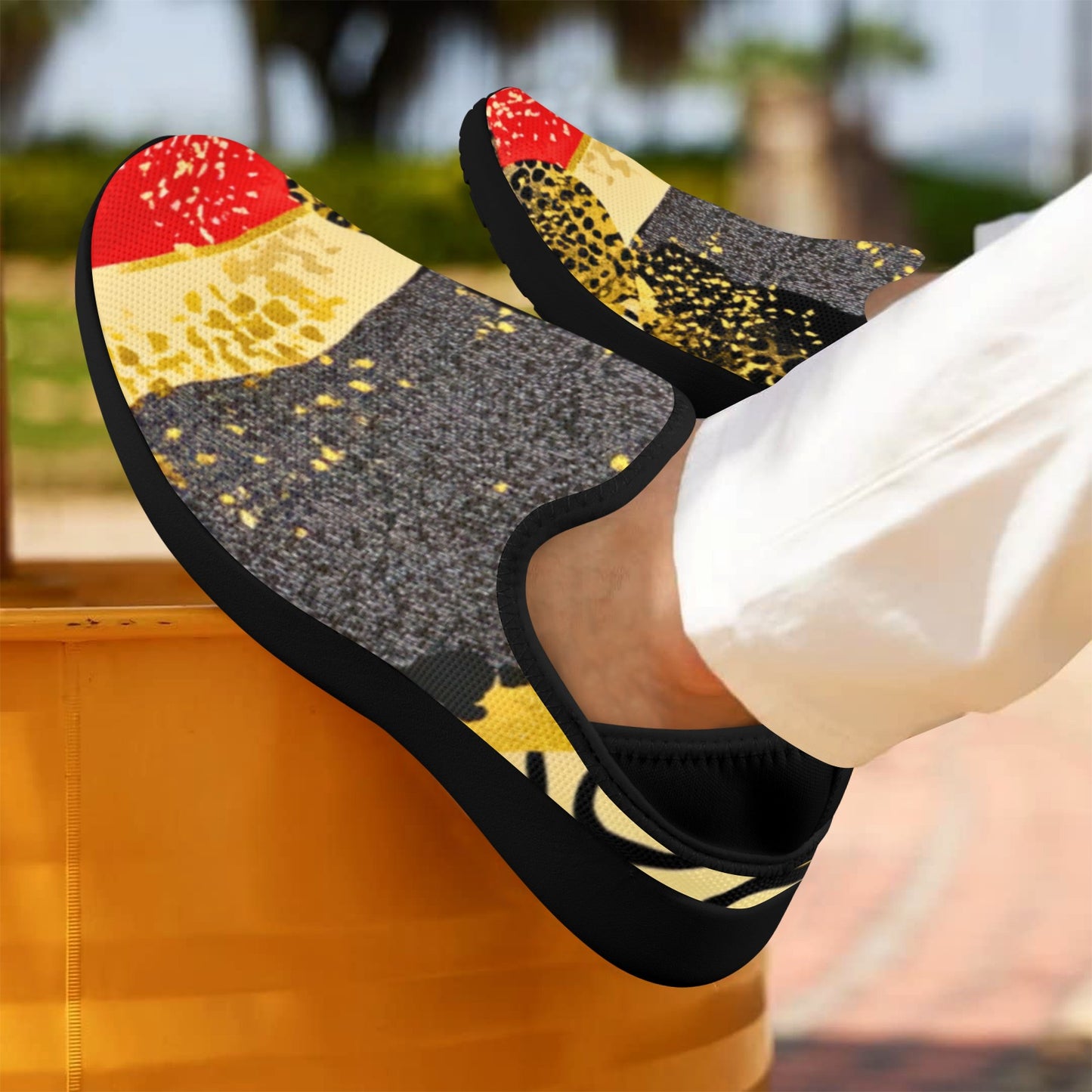 Golden Zebra Men's Fly Weave Drop-In Heel Sneakers Fly Weave Drop-in Heel Sneakers for Men (Model 02002)