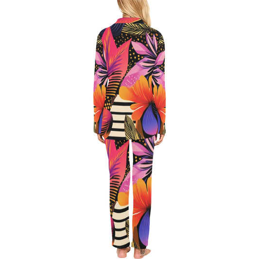 Neon Colors Pink, Blue, Orange, Yellow Women's Pajama Set Women's Long Pajama Set