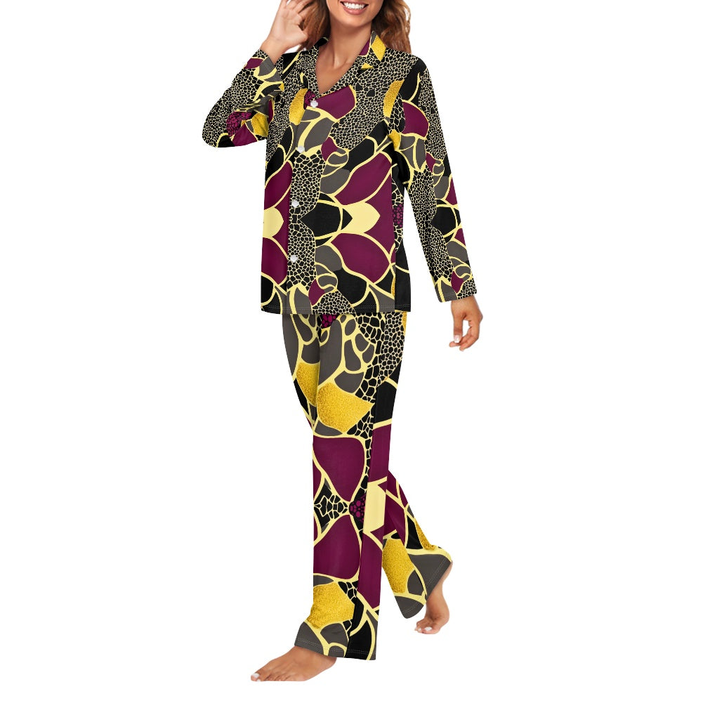 Turn down neck pajamas set for woman