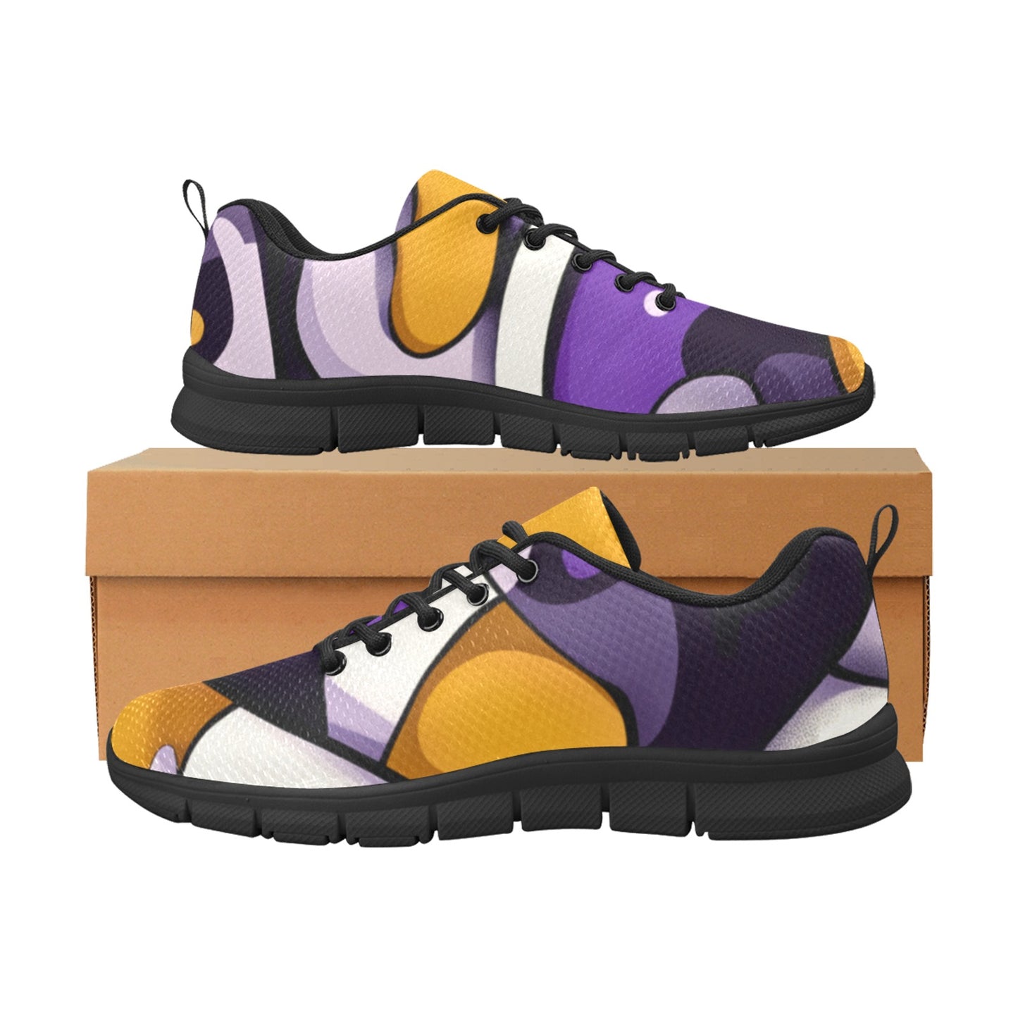 Purple and Gold Geometric Pattern Mens Breathable Sneakers Men's Breathable Running Shoes (Model 055)