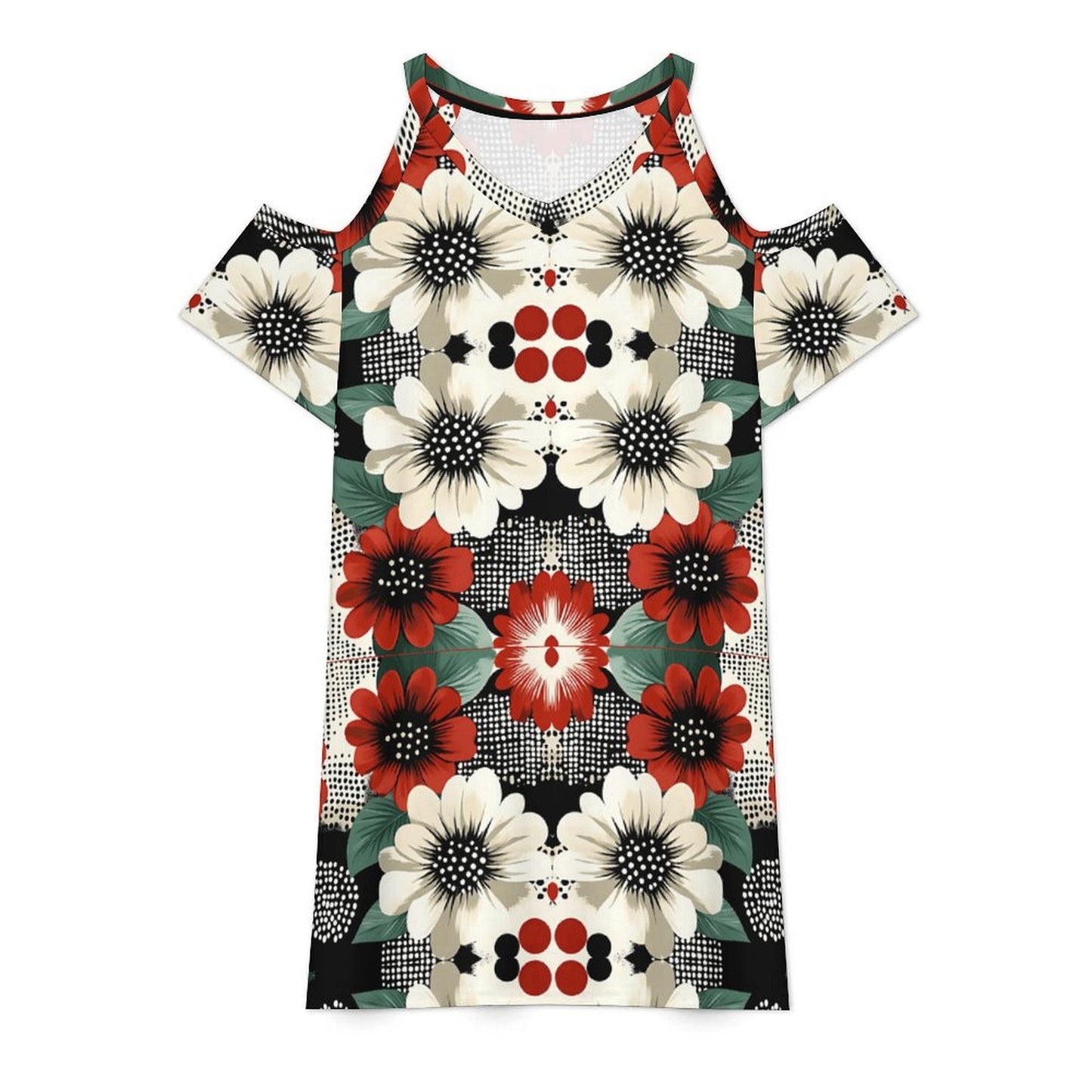 Short dress Cold Shoulder Short Sleeve V Neck Dress
