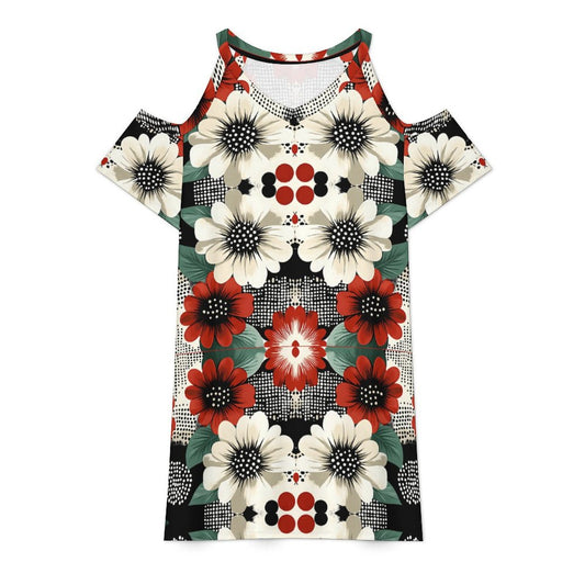 Short dress Cold Shoulder Short Sleeve V Neck Dress