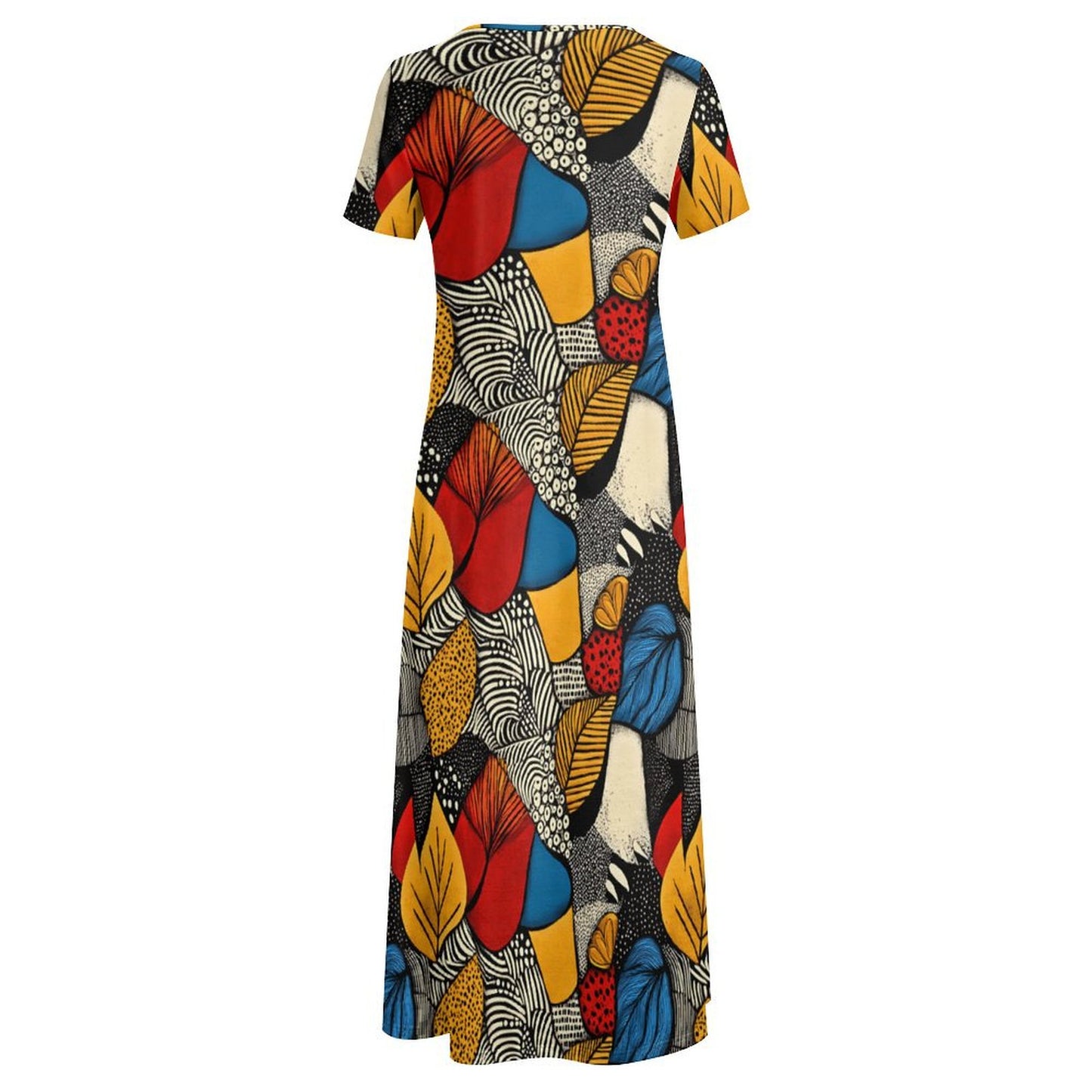 Round neck short sleeve dress Short Sleeve Round-Neck Long Dress
