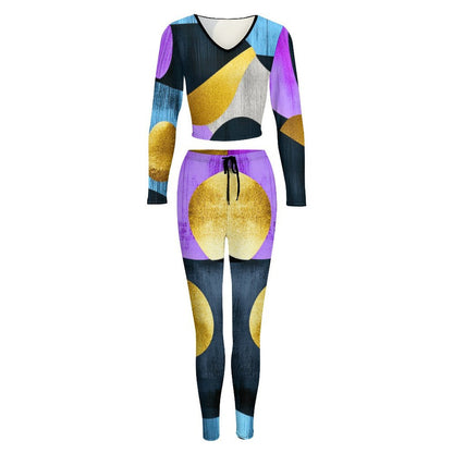 V neck sweatshirt set Women's V-neck Long Sleeve Yoga Set
