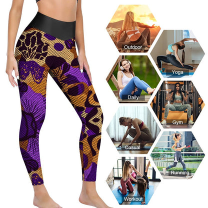Custom Printed Honeycomb Textured Yoga Pants for Women (All-Over Printing)