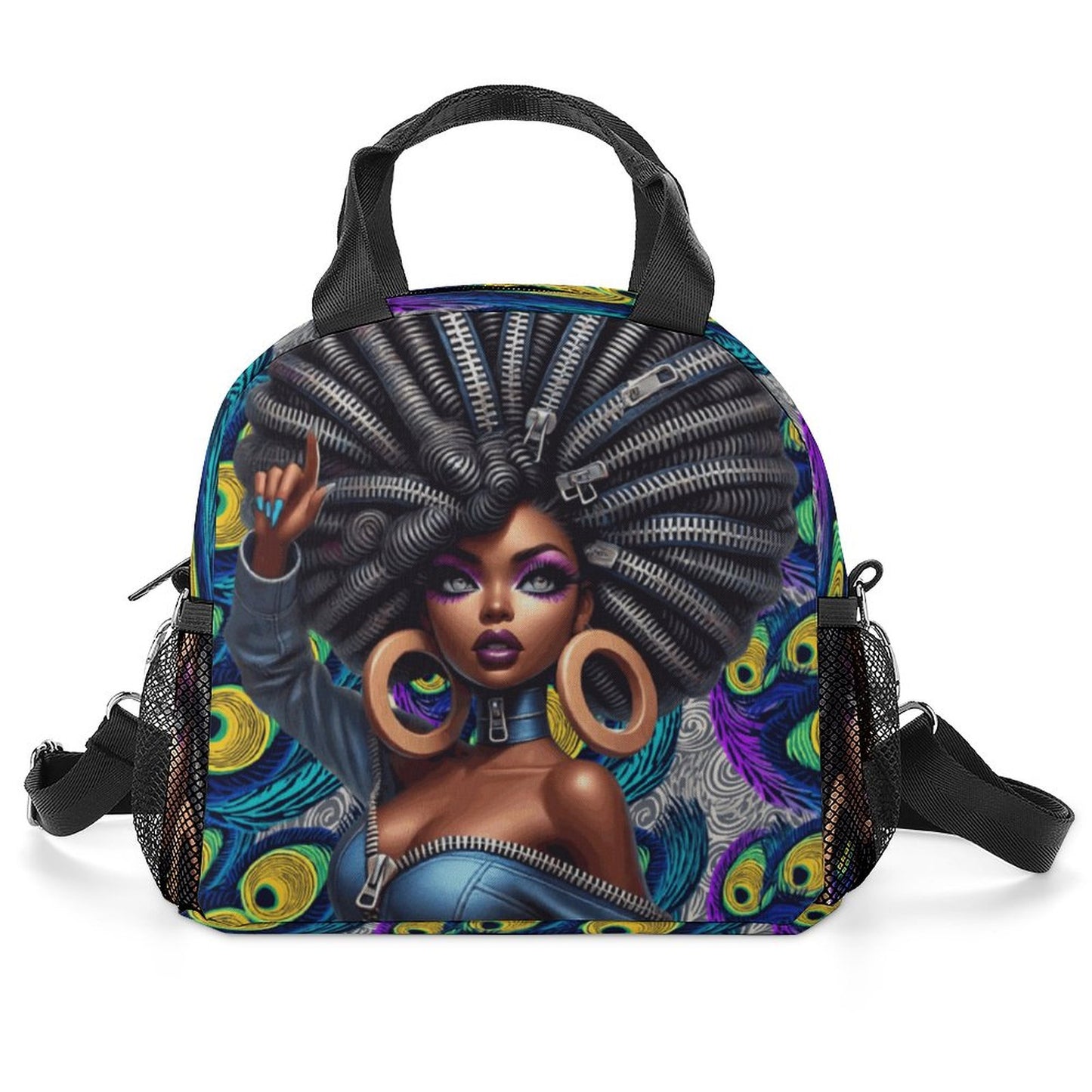 Insulated Lunch Crossbody Bag with Strap for Office School Picnic (All-Over Printing)