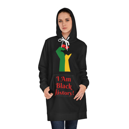 I AM Black History Bold African Print Women's Hoodie Dress - Stylish & Comfortable Statement Piece #!ABH3