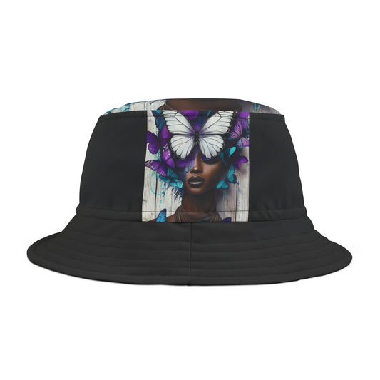 Butterfly Beauty Bucket Hat, Women's Fashion Denim Sun Hat, Trendy Blue