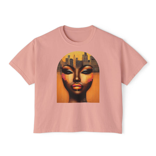 Afrocentric City Girl Boxy Tee, Women's Graphic T-Shirt, Rep Your City Shirt, Urban Fashion Top, Movement Tee