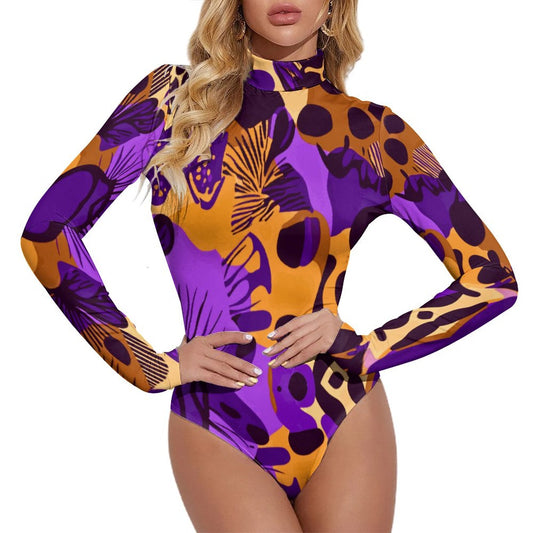 High-collar Long-sleeve Bodysuit NZ056 (All-Over Printing)