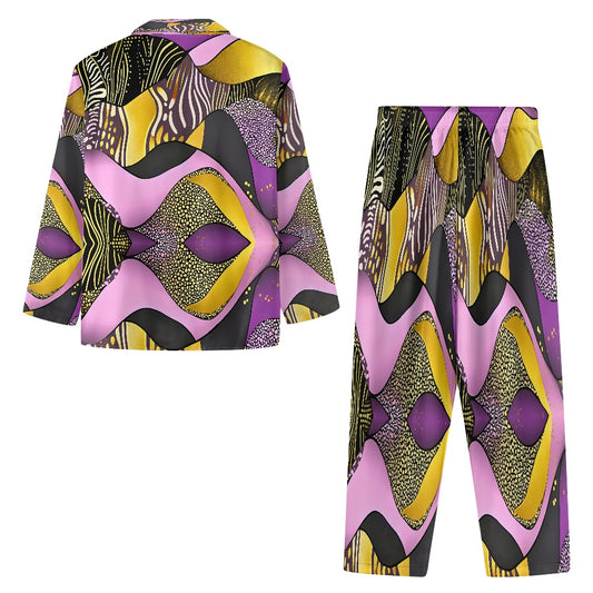 Turn down neck pajamas set for woman