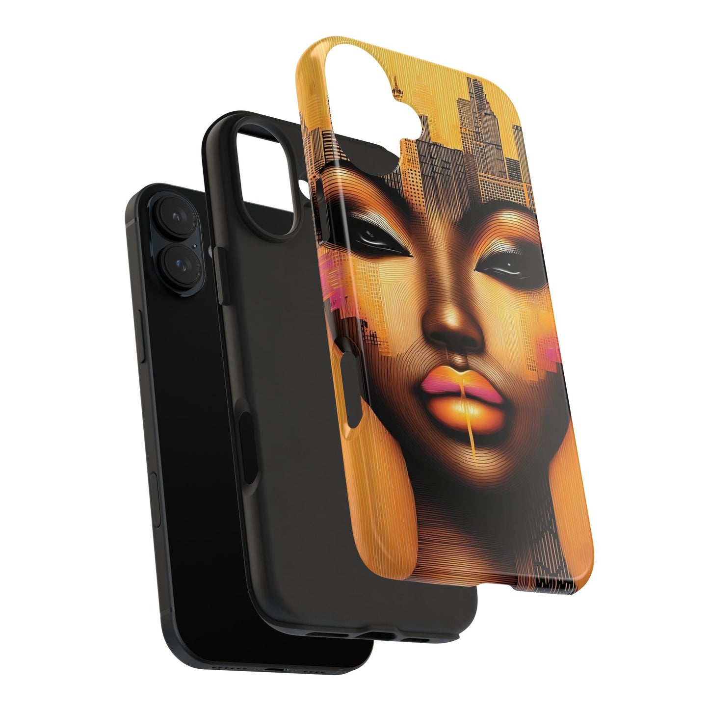 Afrocentric Tough Phone Case, City Girl On The Move Unique Design, Urban Street Style, Protective Cellphone Cover, Trendy Mobile Accessory